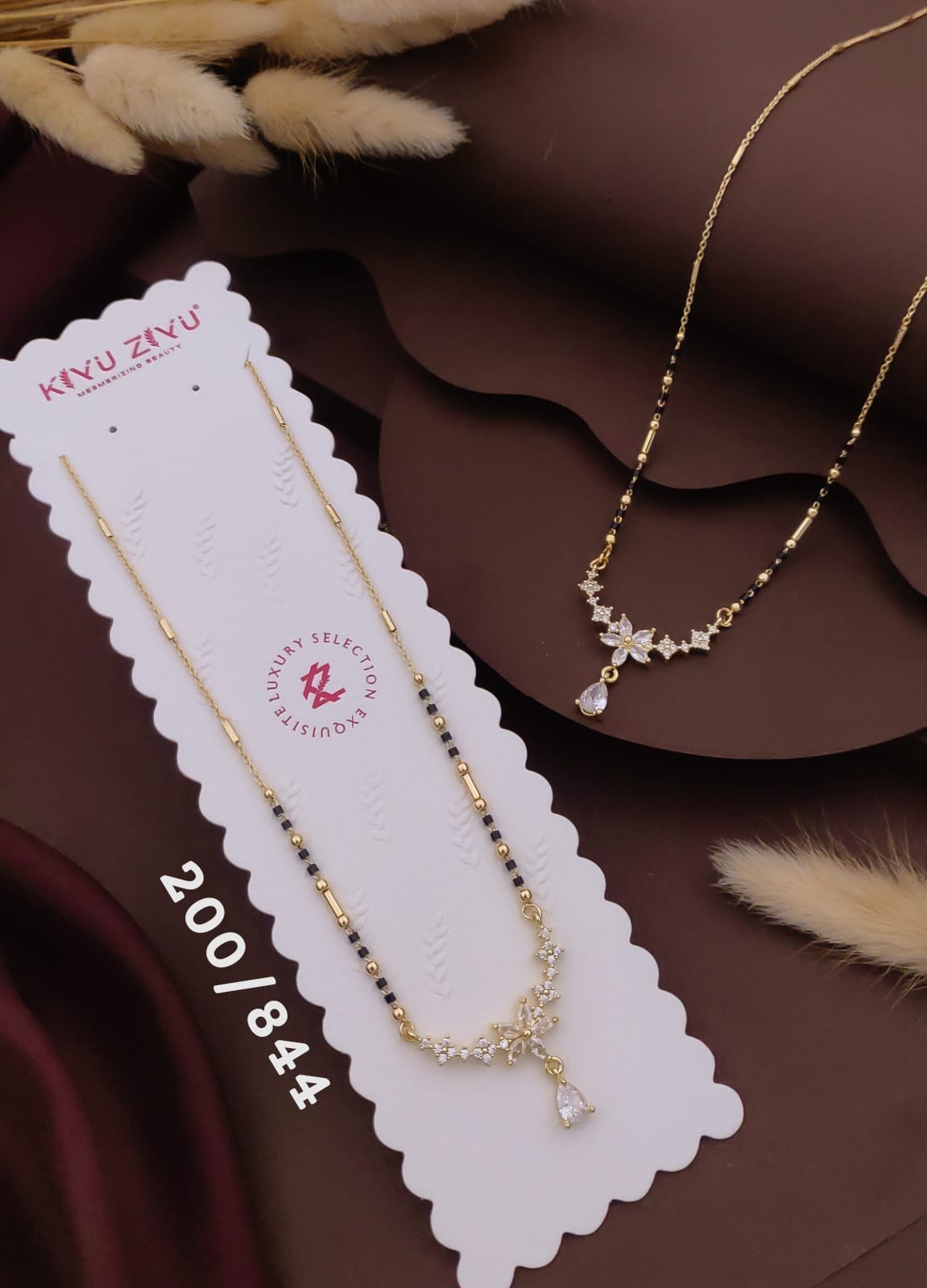 White cubic zirconia drop mangalsutra only pendant anti tarnished