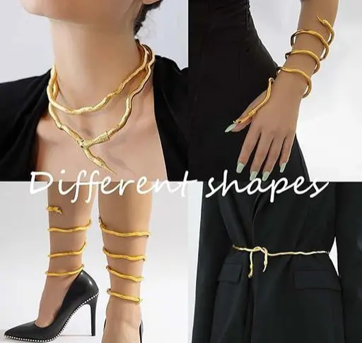 Golden Snake Bendable Necklace – Multi-Way Wearable Jewelry | Viral Foldable Choker | Necklace
