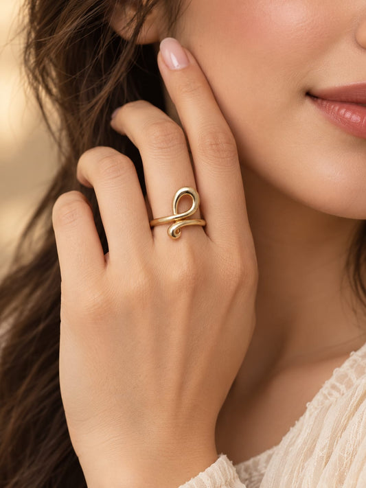 Gold-Tone Sculpted Double Loop Ring