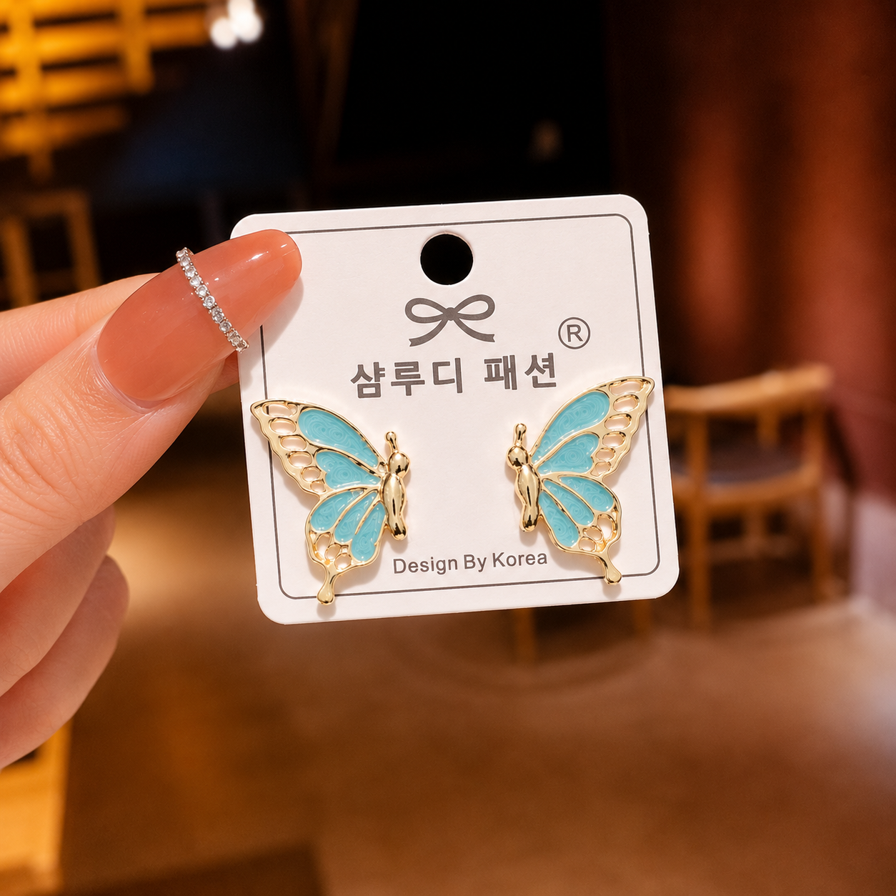 Korean Design Half Butterfly Stud Earring