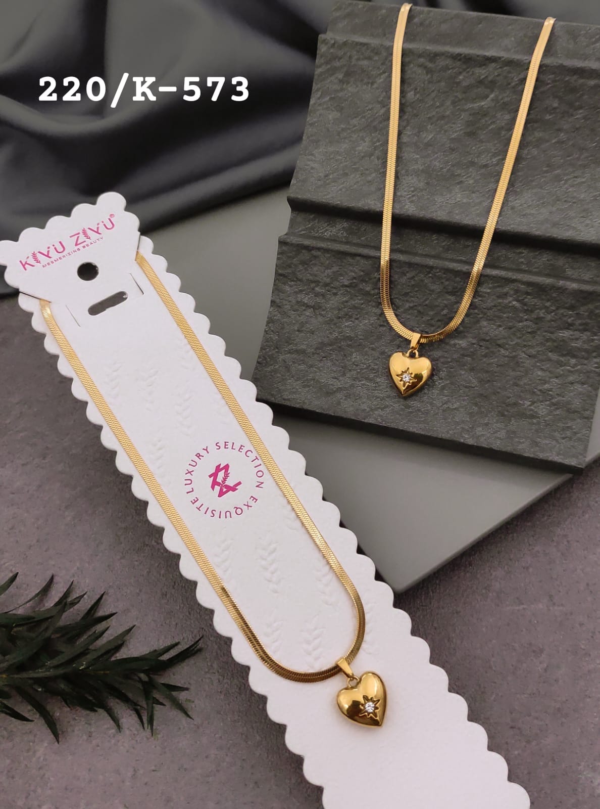 Golden Heart Star Pendant Snake Chain Necklace