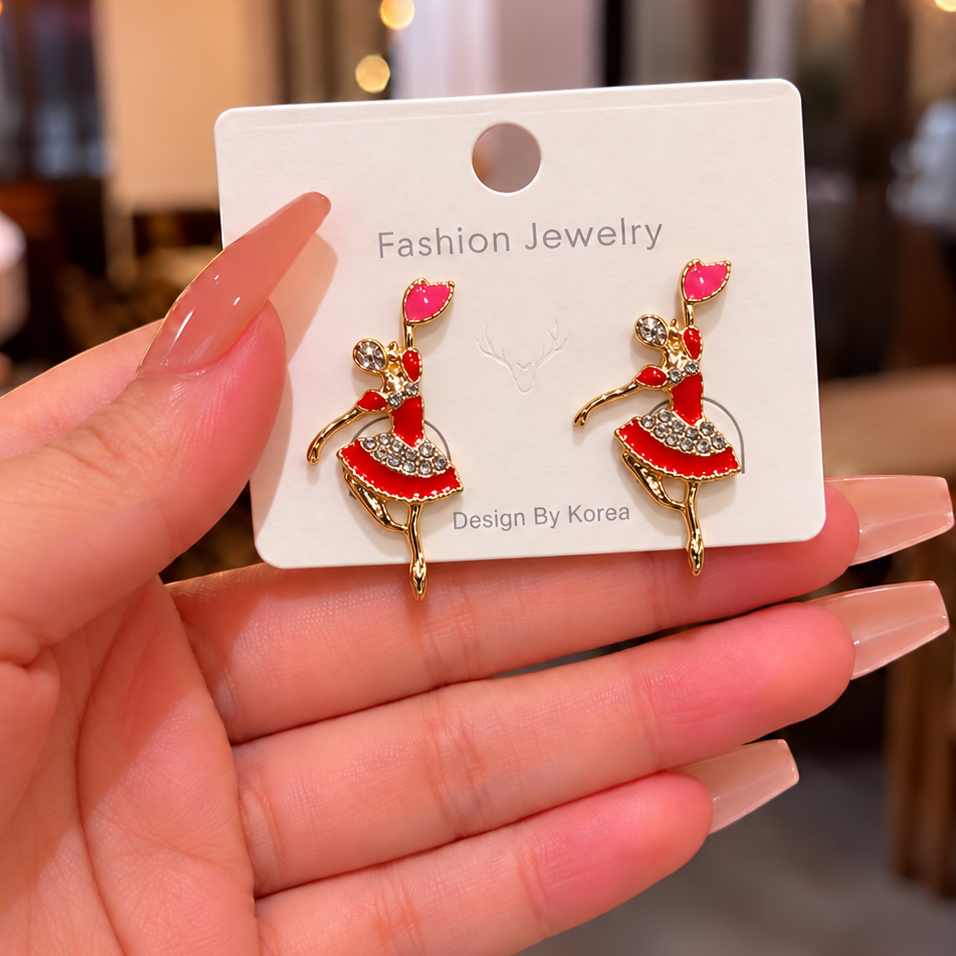 charming ballerina stud earrings