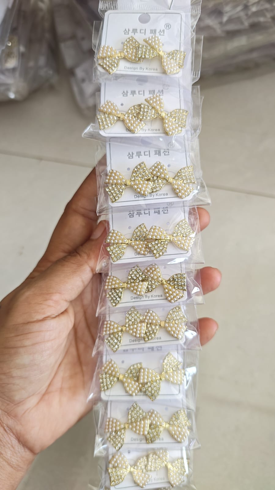 Elegant Korean-Style Faux Pearl and Rhinestone Bow Stud Earrings