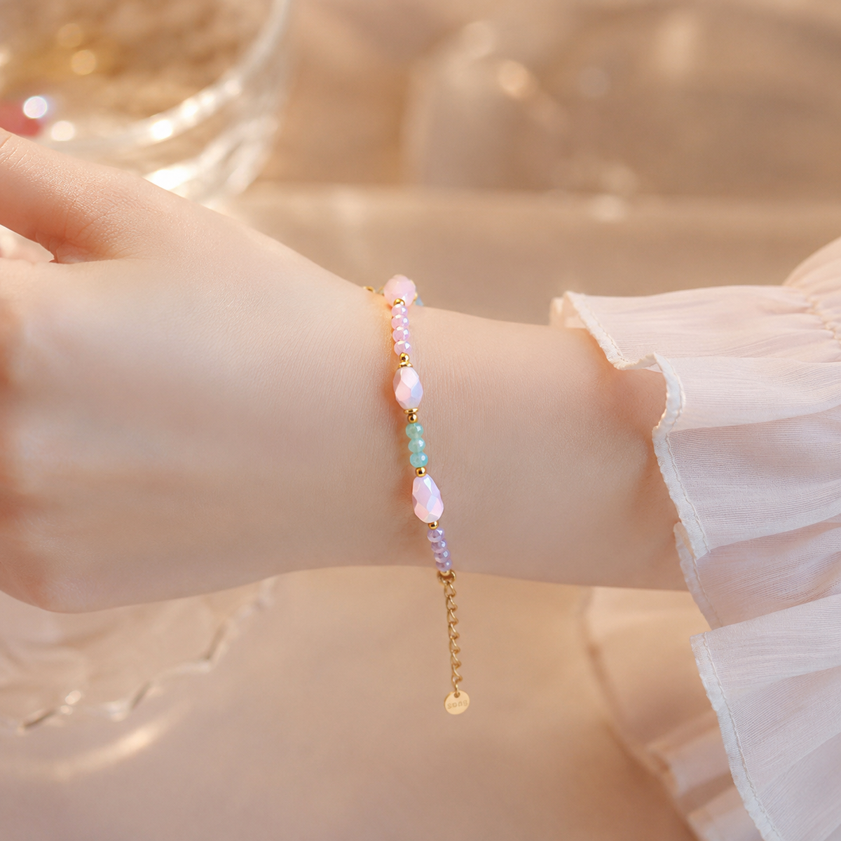 Pastel Multicolor Crystal Beads Bracelet