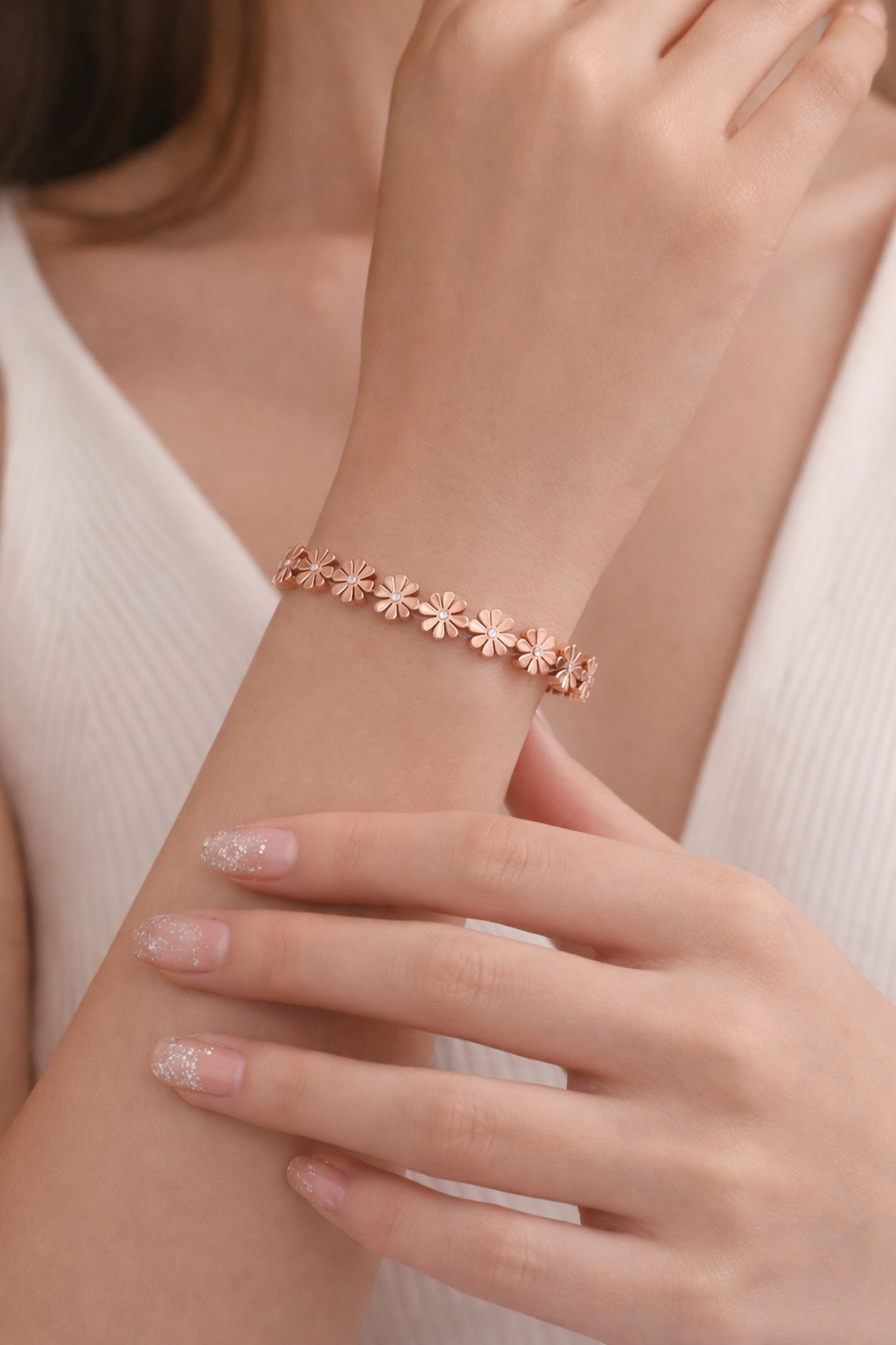 Anti Tarnish Daisy Flower Bracelet