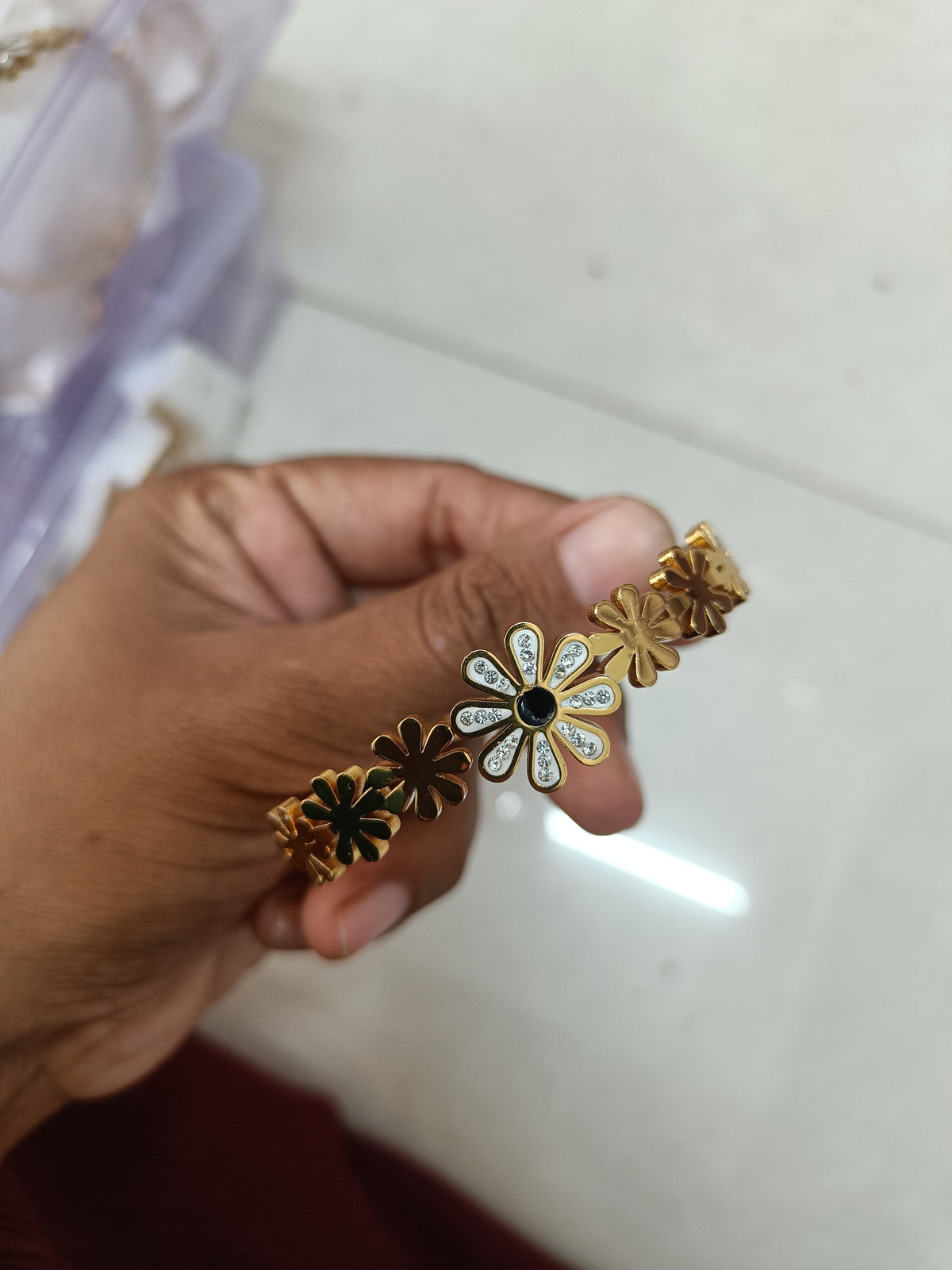 Anti-Tarnish Floral Charm Bracelet