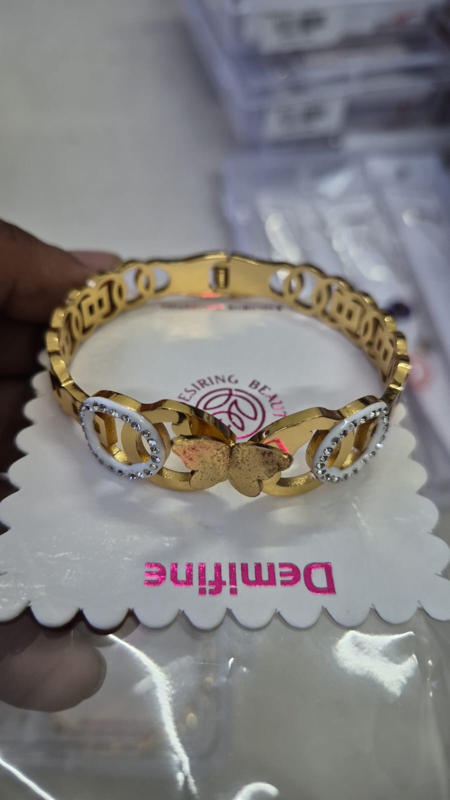 Aurelia Butterfly Hinged Bangle Bracelet for Women anti tarnished