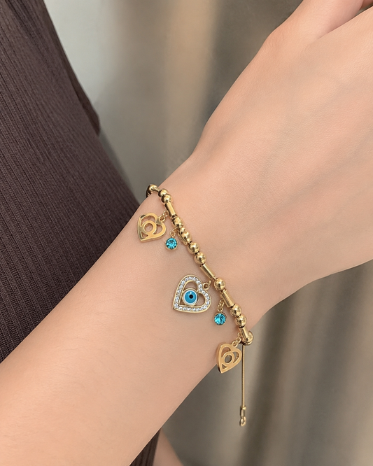 Anti tarnish evil eye charm  bracelet