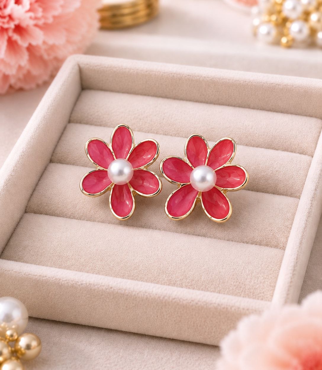 Korean Stylish Cute Colored Flower Earring