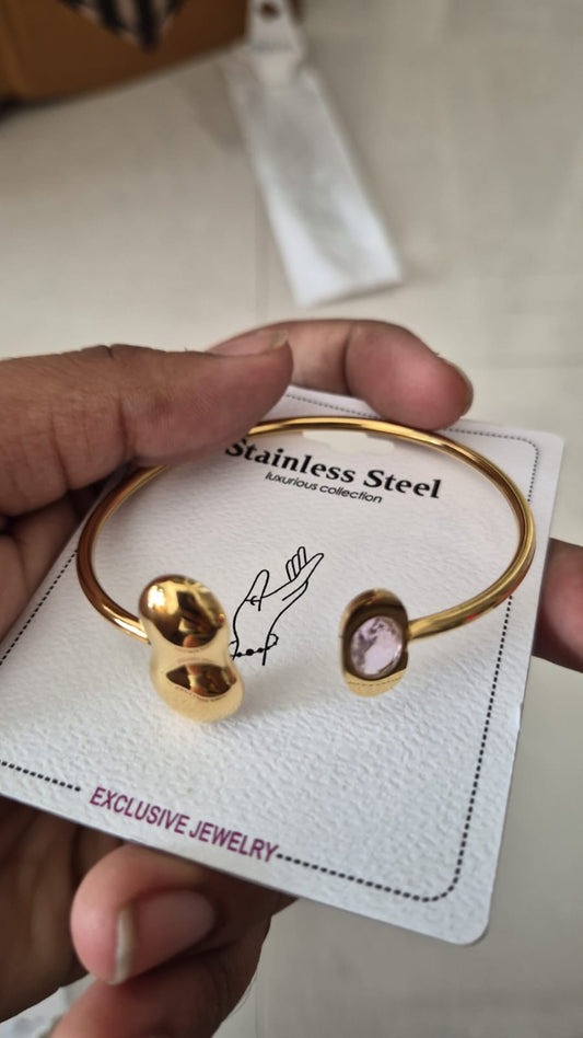 stainless-steel open stone cuff bracelet