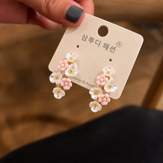 Korean Pastel Floral Loop Earrings
