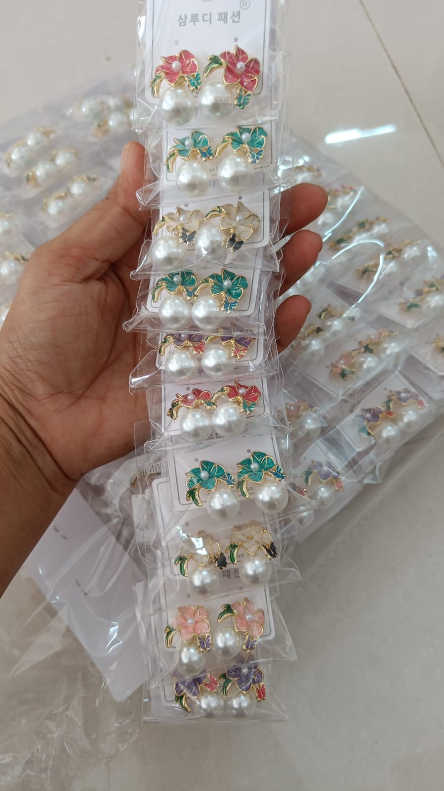 Korean Design Cute Flower Pearl Drop Earring
