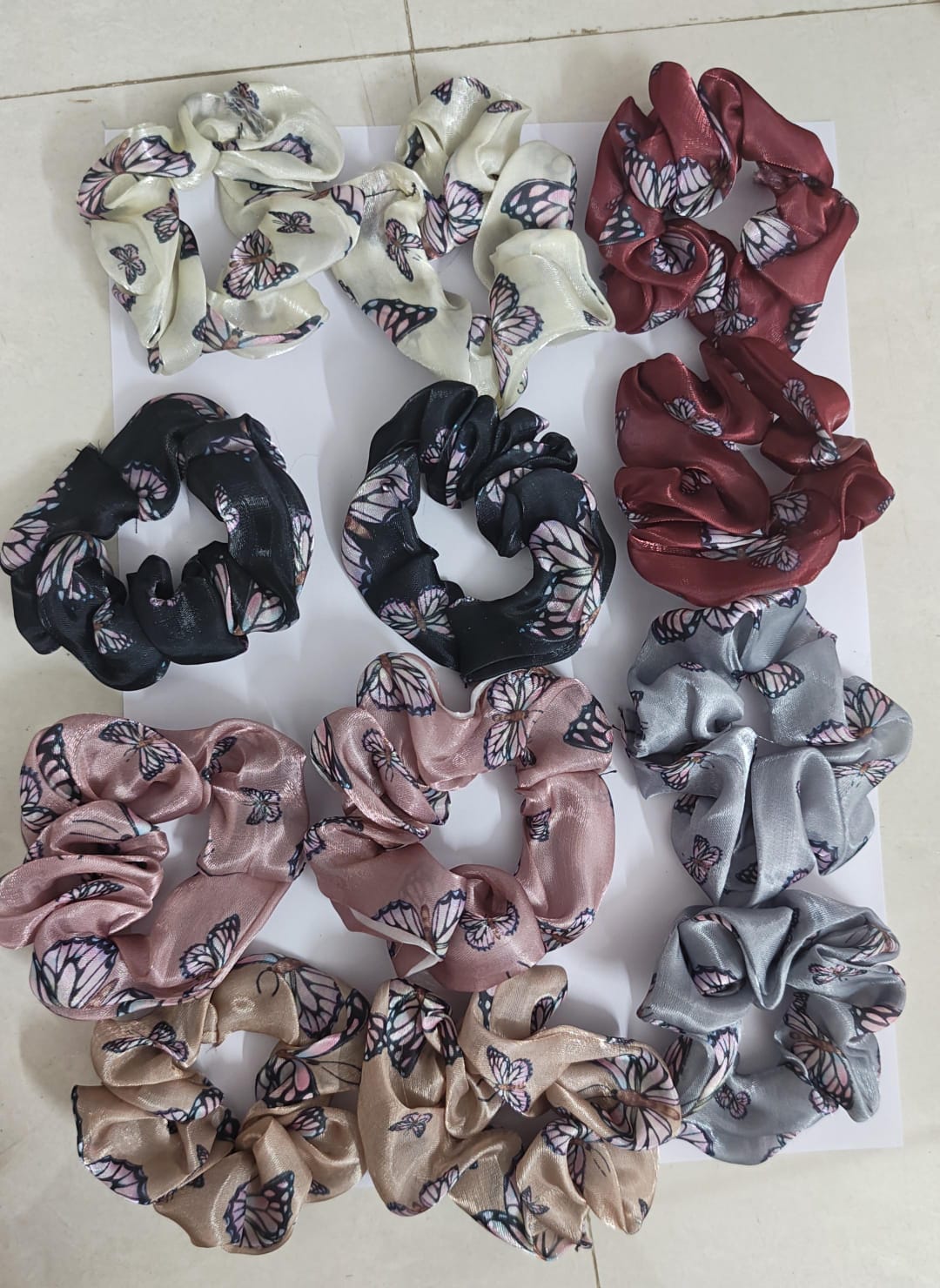 Set of 12 pcs black hair scrunchies