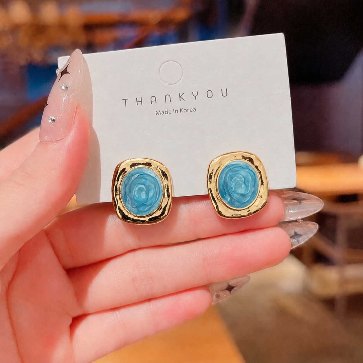 Korean round shape earring