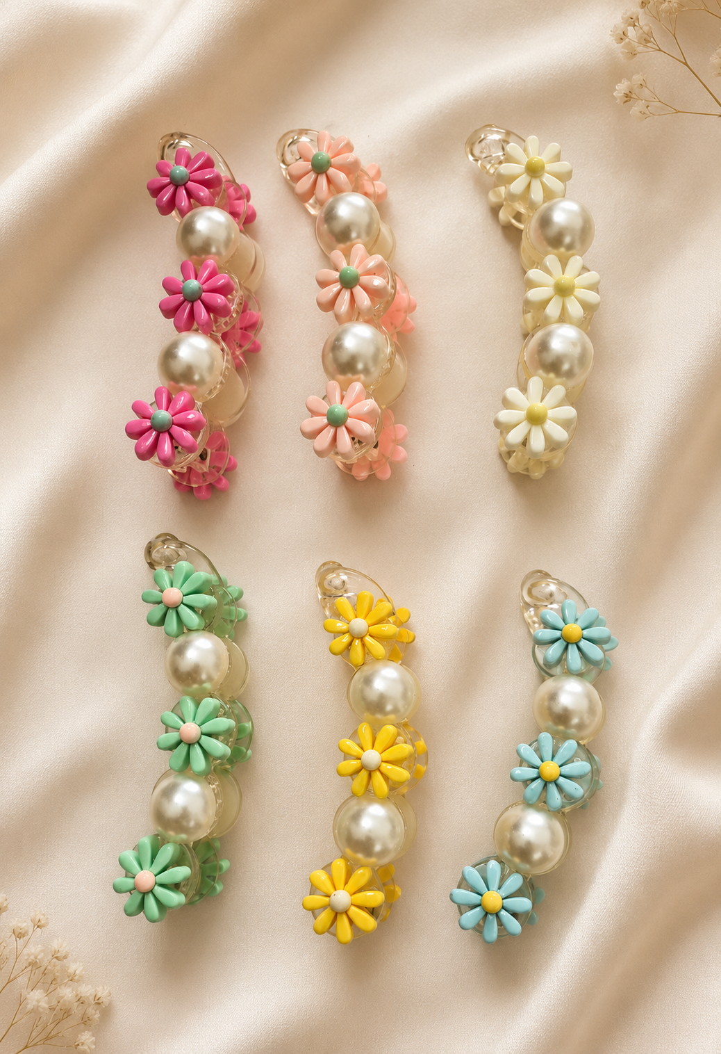 Set of 6 pcs banana hair clips multi colour