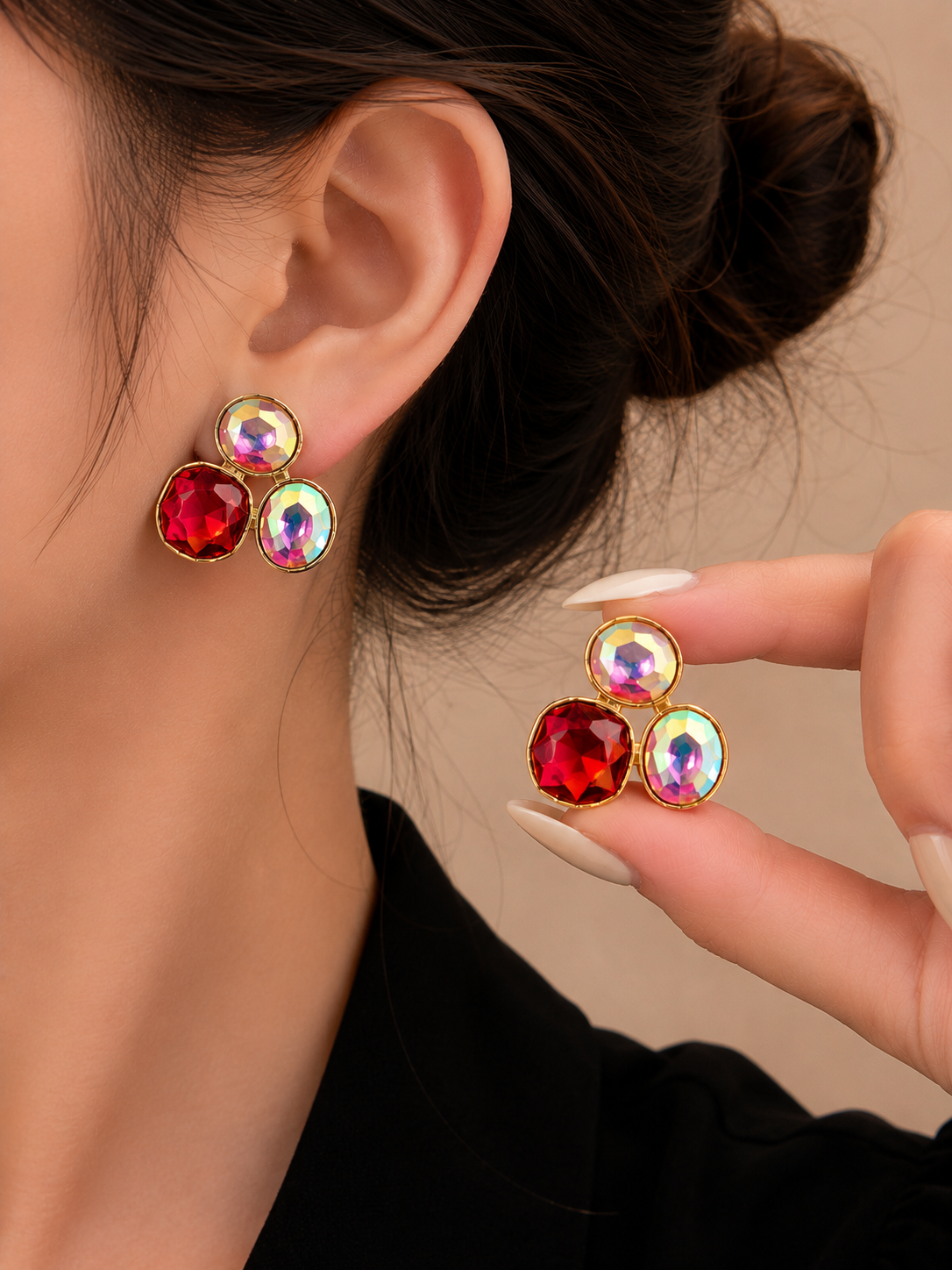 Korean Design Colourful Stone Earring