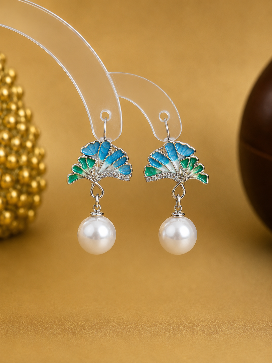 Korean Design Half Flower Pearl Drop Earring