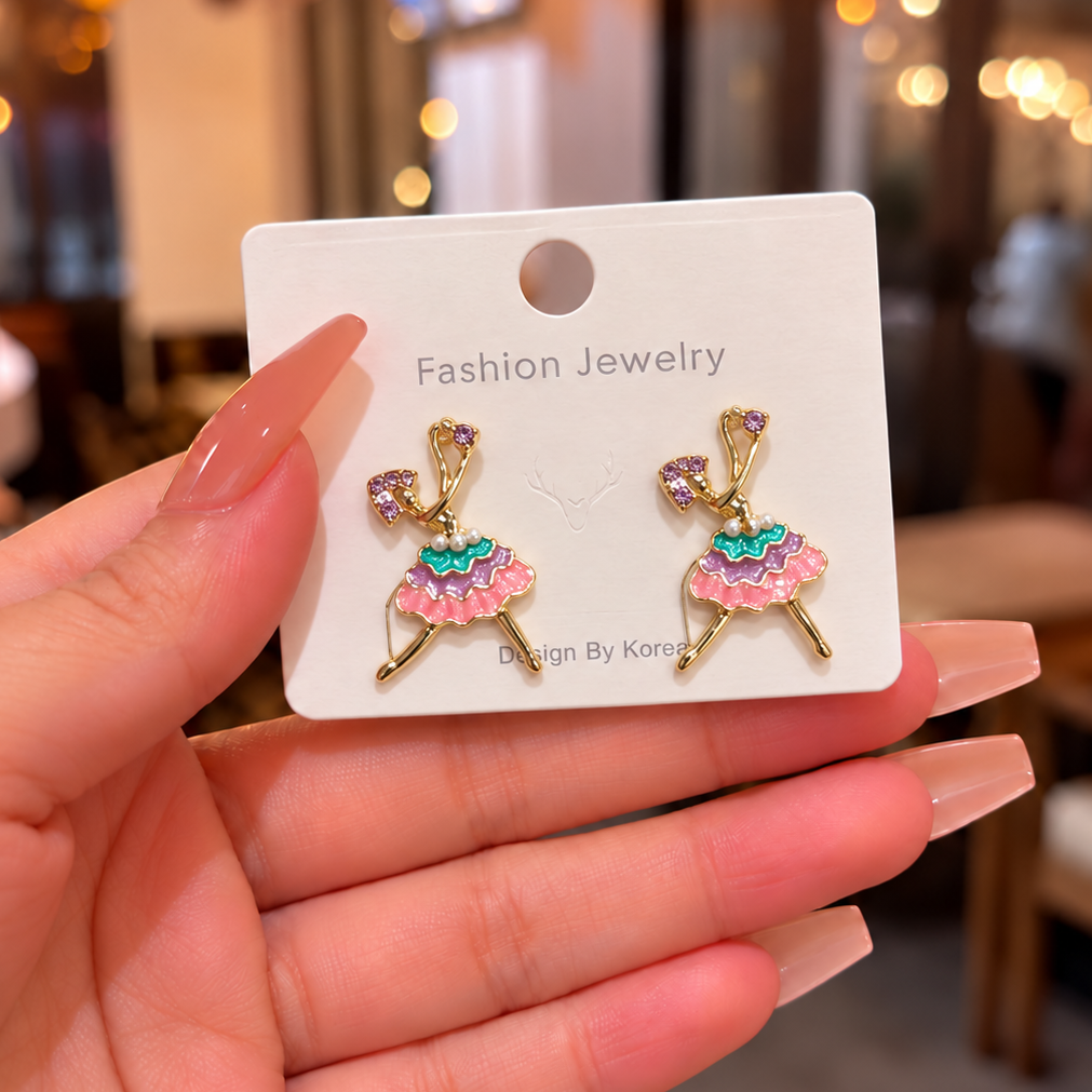 charming ballerina stud earrings