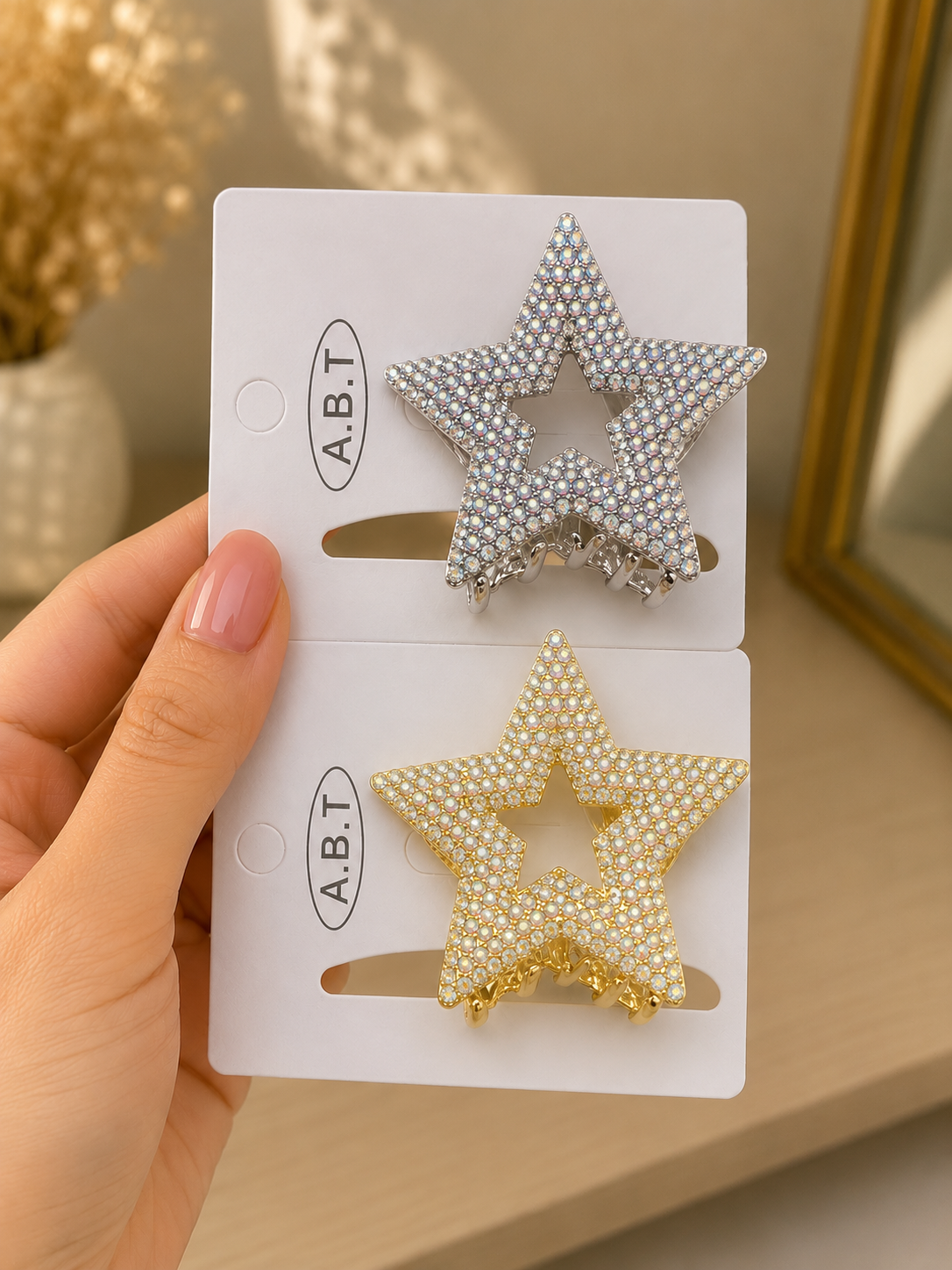 Set of 2 pcs heavy metal material with diamond hair claw