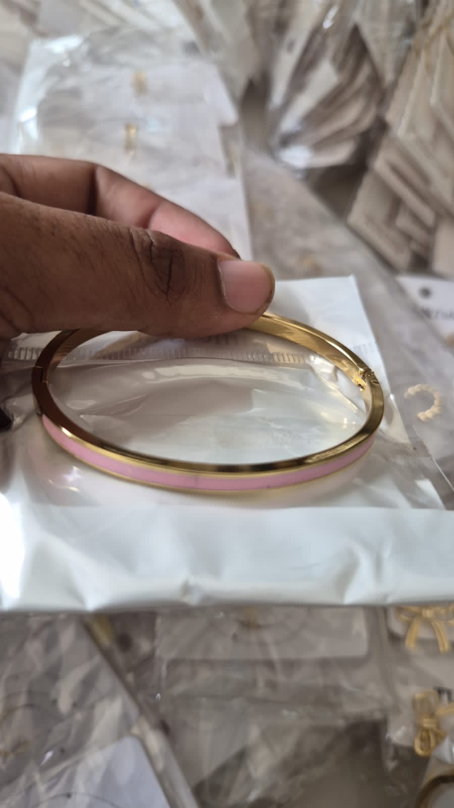 Anti-Tarnish Blush Pink Enamel Bracelet