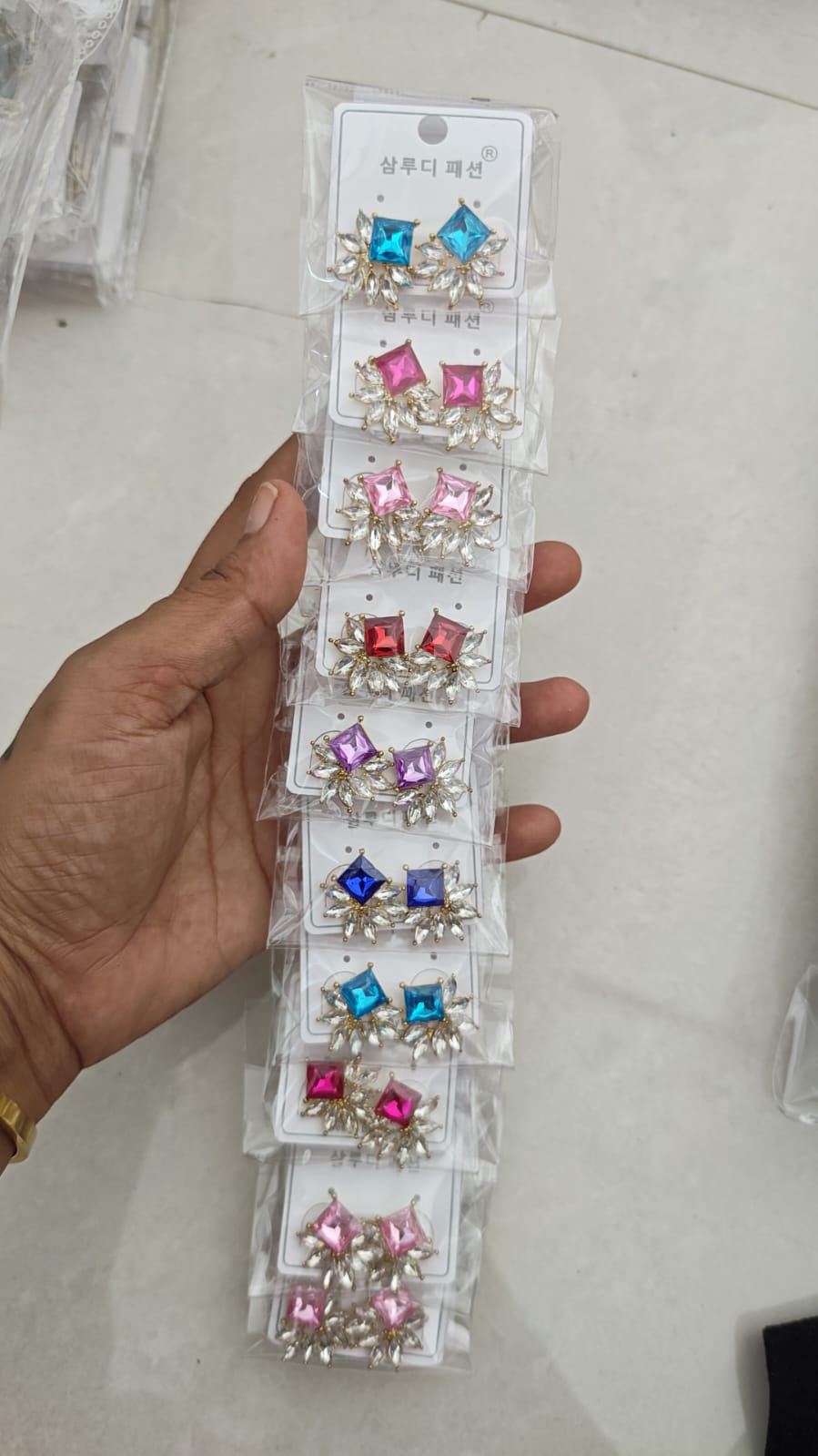 Square Crystal Cluster Stud Earrings