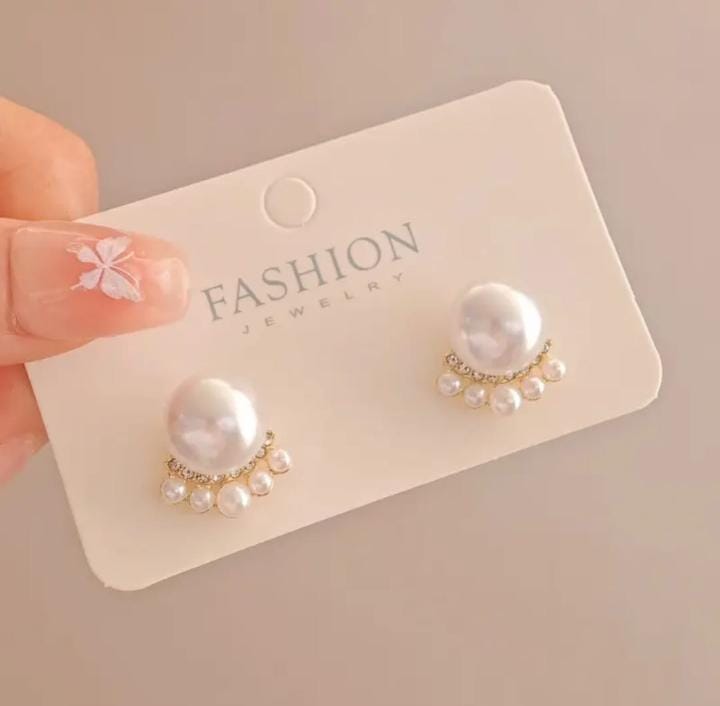Korean Big Pearl White Earring