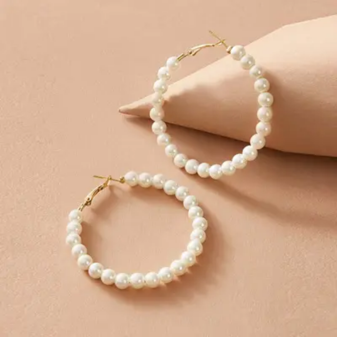 Pearl round earring