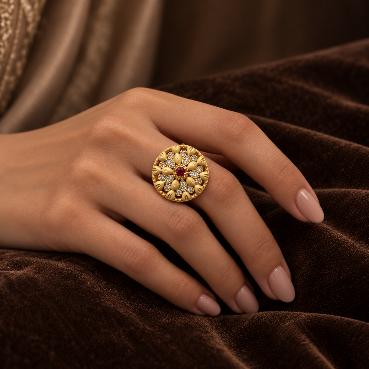 Traditional gold finish ring