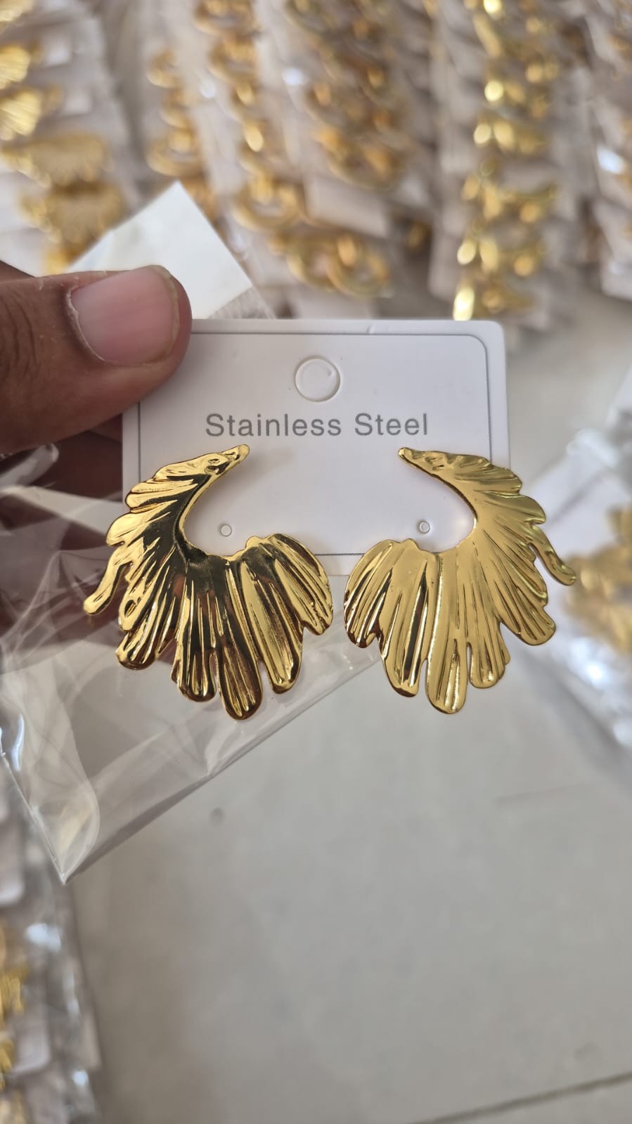 Wings design drop anti tarnished earring