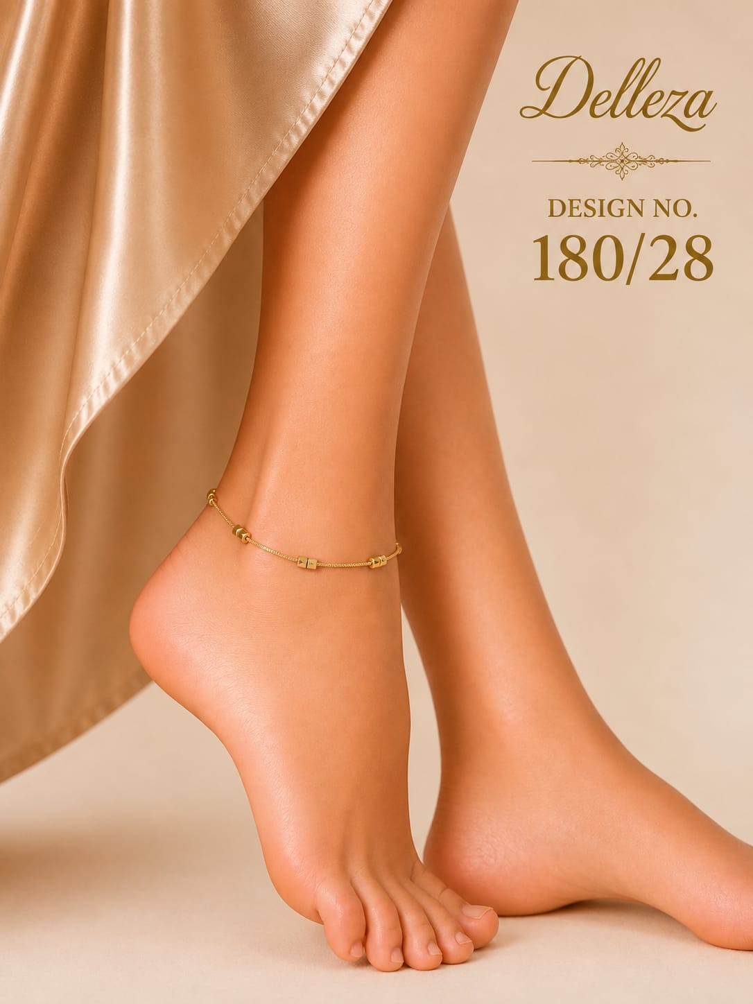 Anti tarnished Geometric Cube Bead anklet 1 pcs