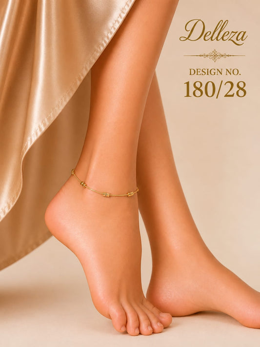Anti tarnished Geometric Cube Bead anklet 1 pcs