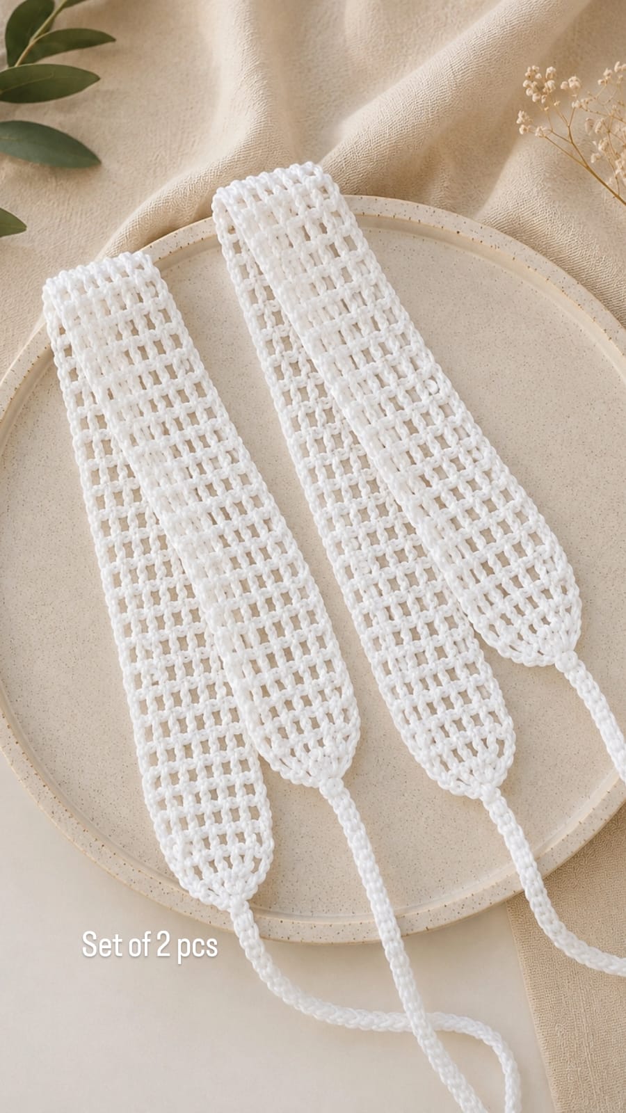 Handmade Crochet Cotton Tie Straps – Set of 2 Pieces