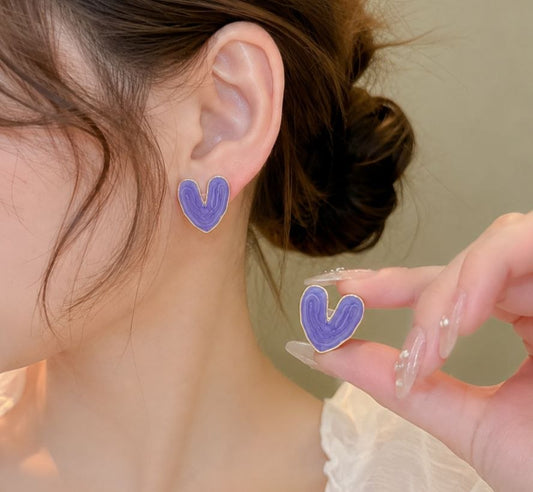 Korean Colored Heart Earring