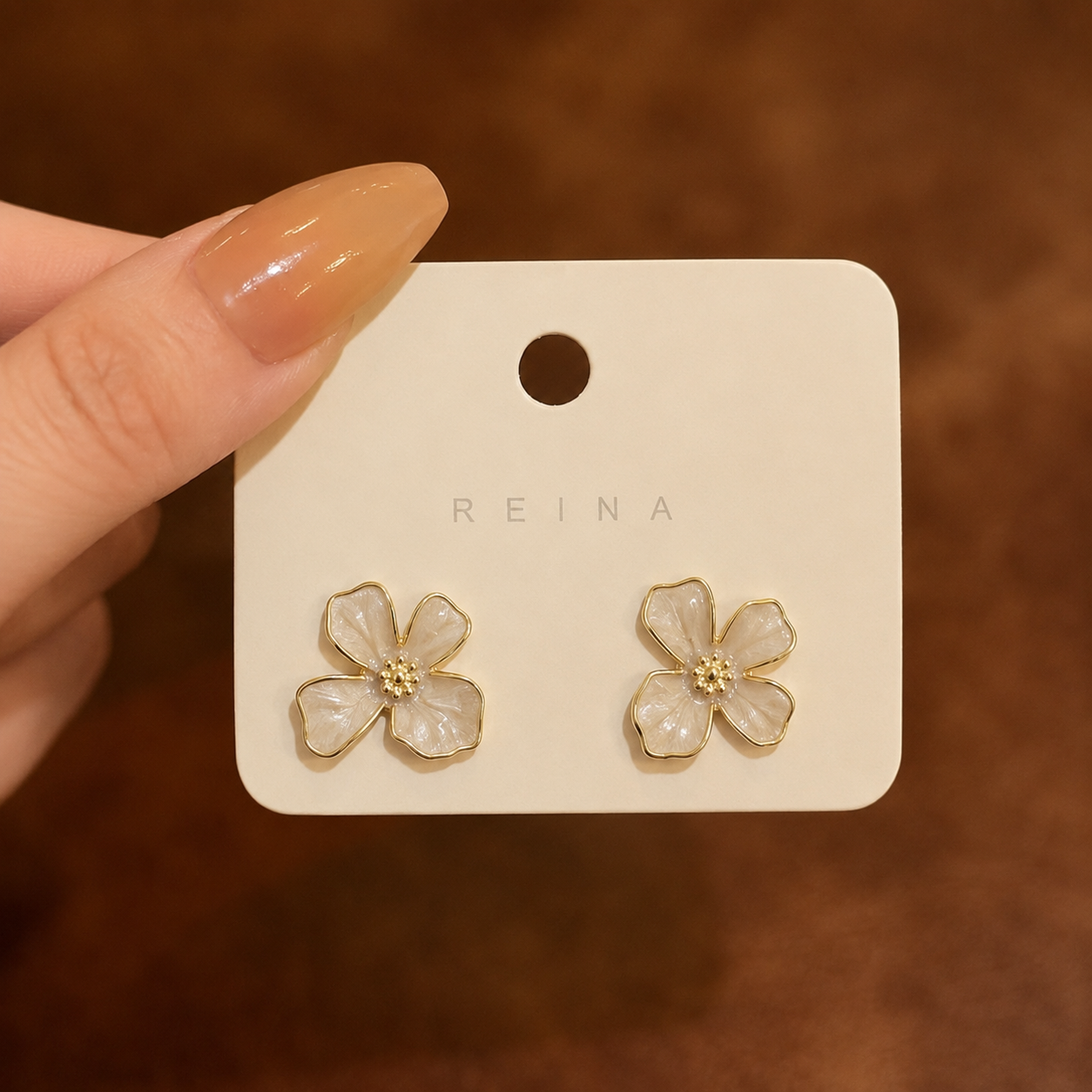 Korean flower design earrings for women