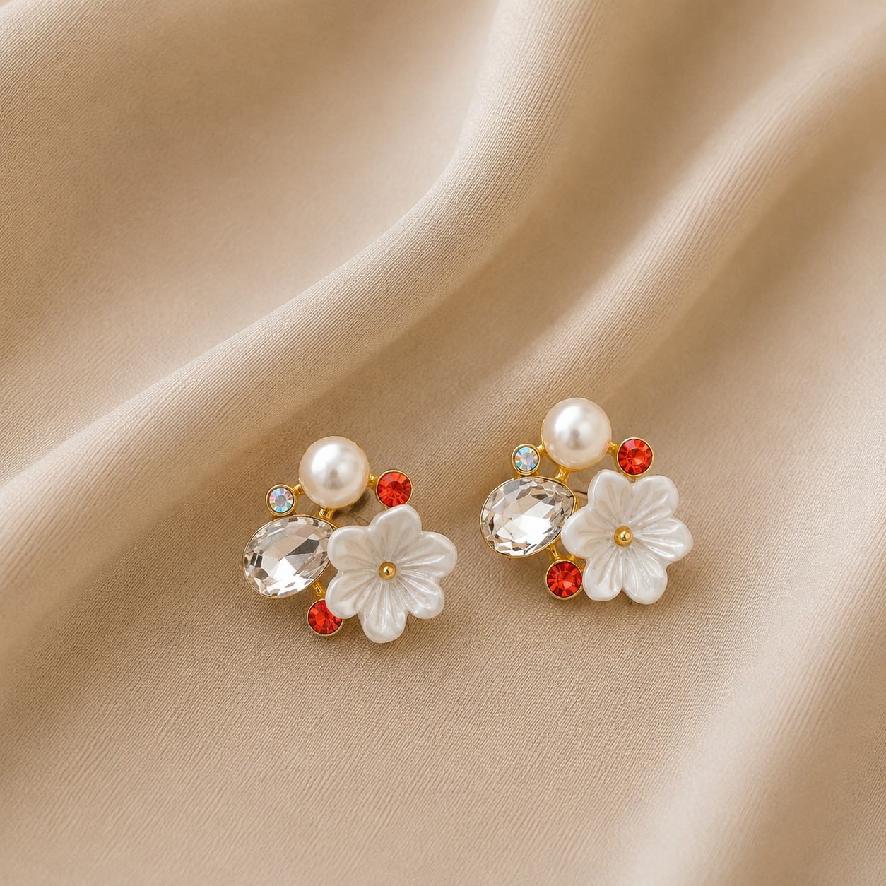 Crystal Pearl Blossom Earrings