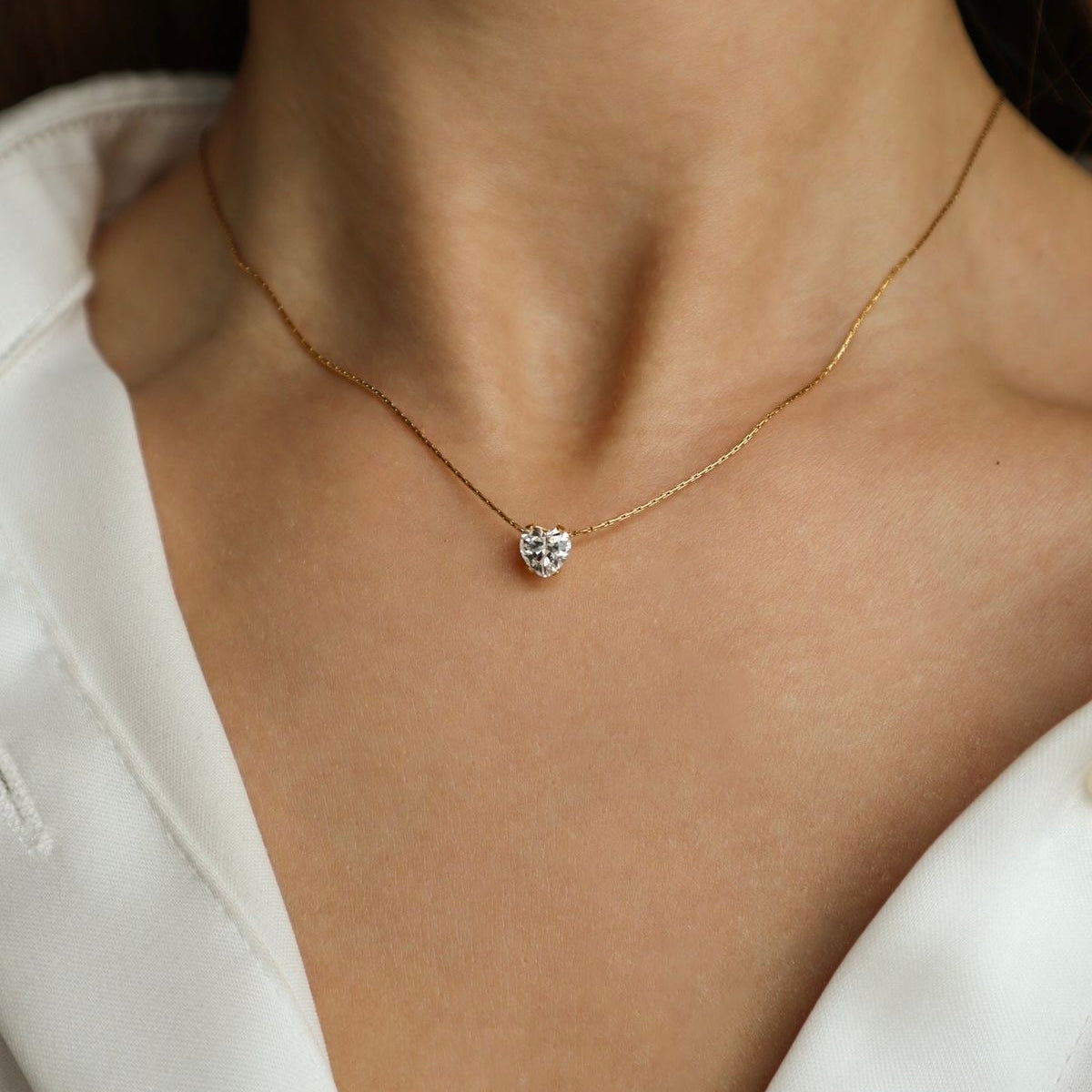 Heart shape diamond necklace kiyu ziyu brand
