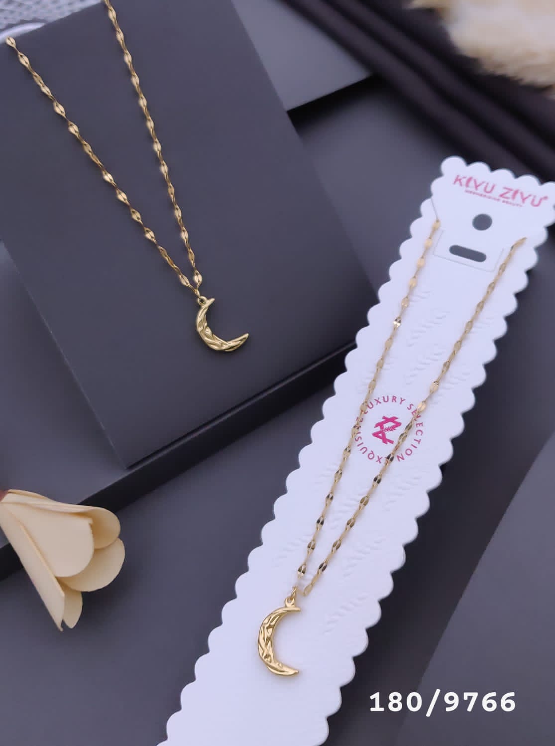 Gold-Plated Crescent Moon Pendant Necklace