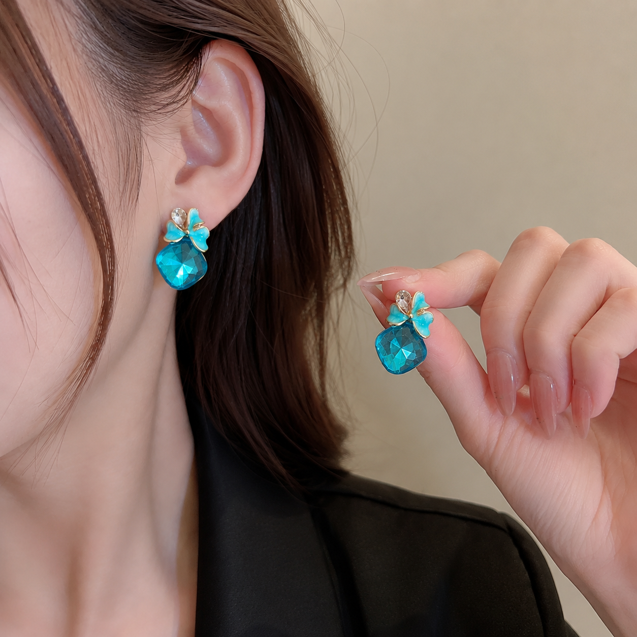 Korean Design cute Flower Stone Earring