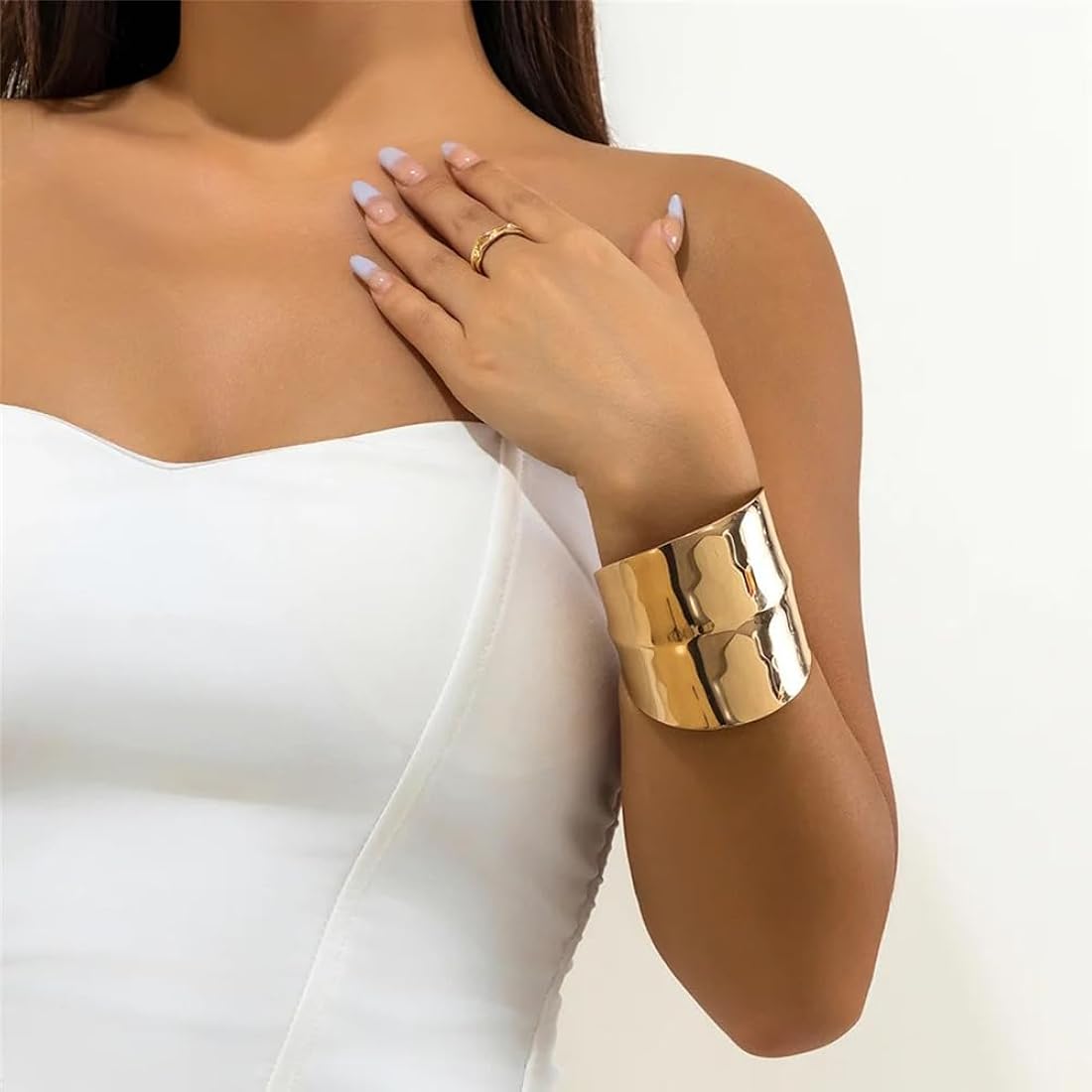 Bold Hammered Golden Cuff Bracelet