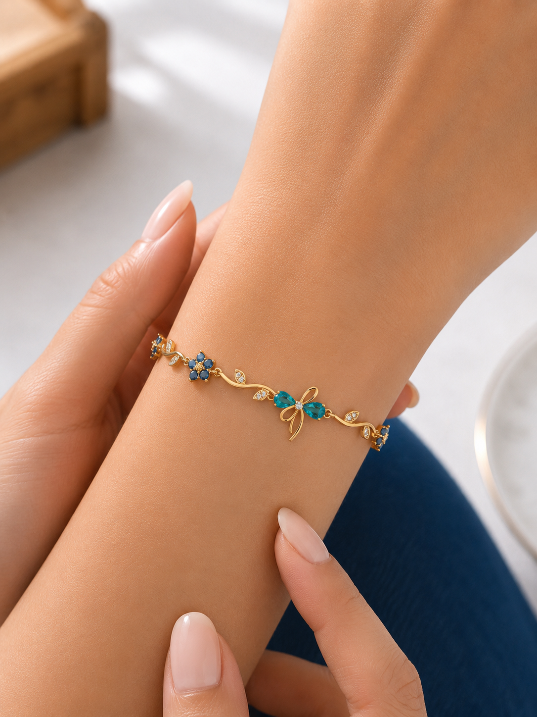 Bow tulip anti tarnished chain bracelet