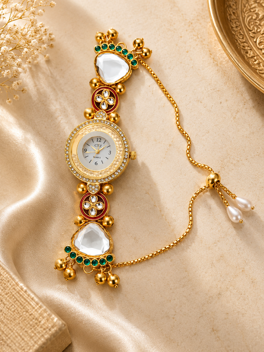 Traditional Kashmiri Round Dial Watch Bracelet for Women