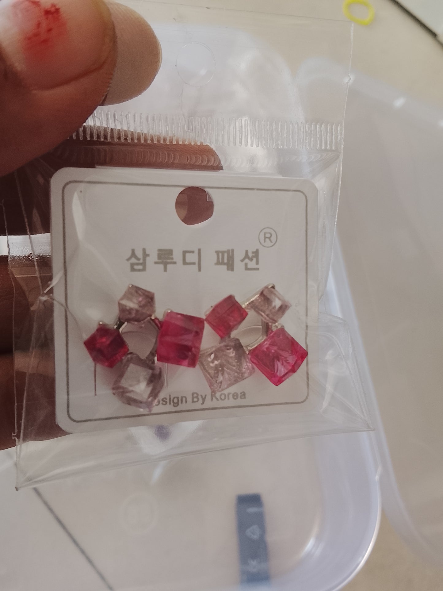 Korean Cube Crystal Earrings