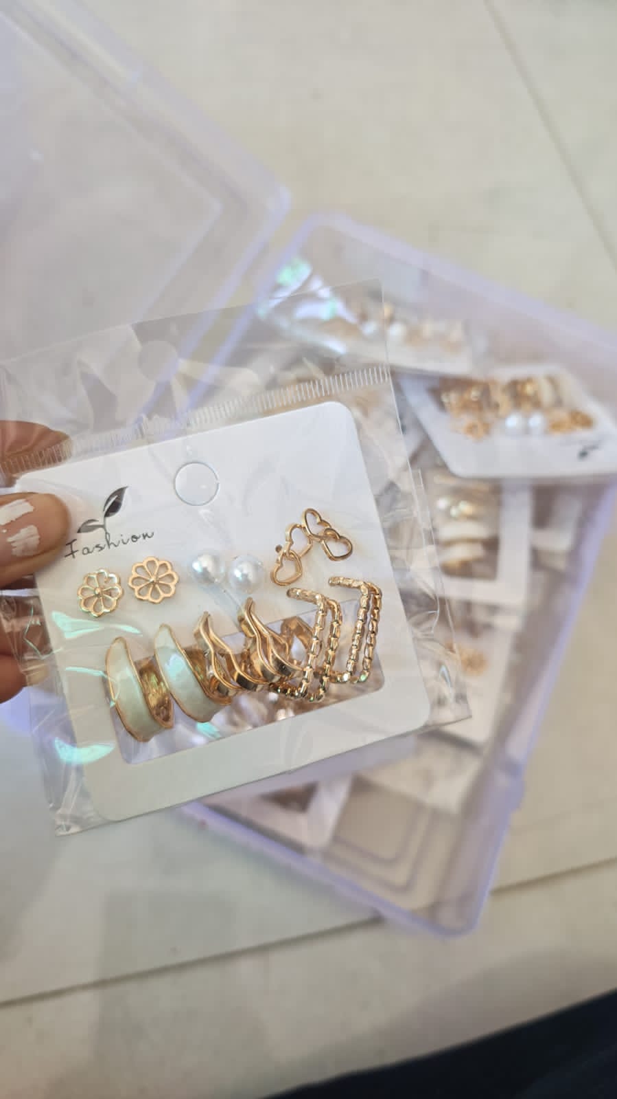 Set of 6 Floral, Pearl & Golden Hoop Combo Earrings