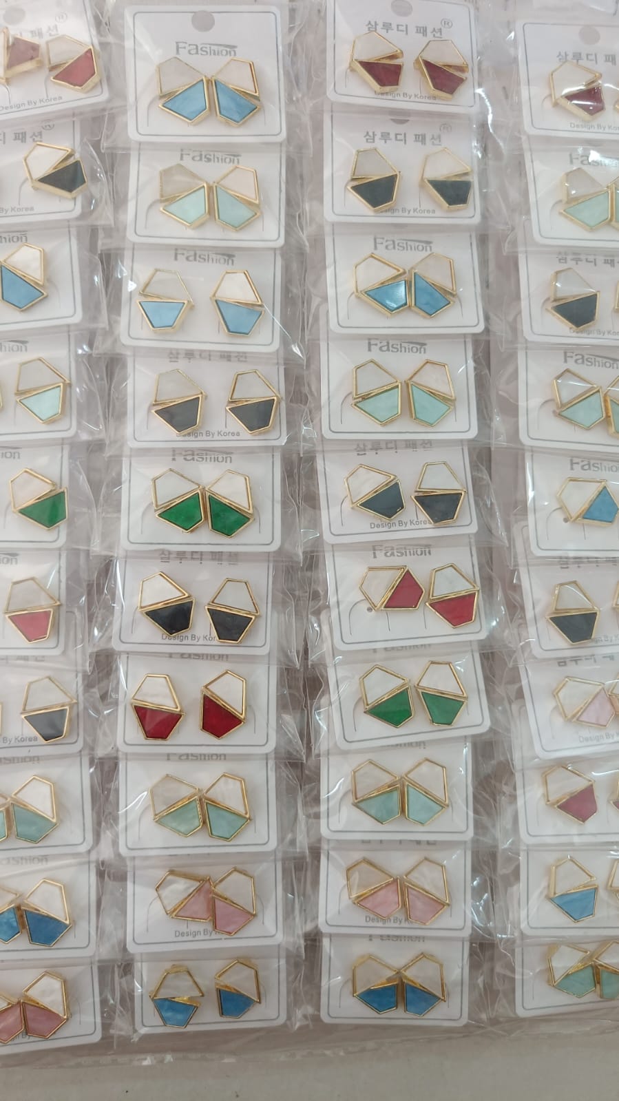 Korean Design Color Block Polygon Stud Earring