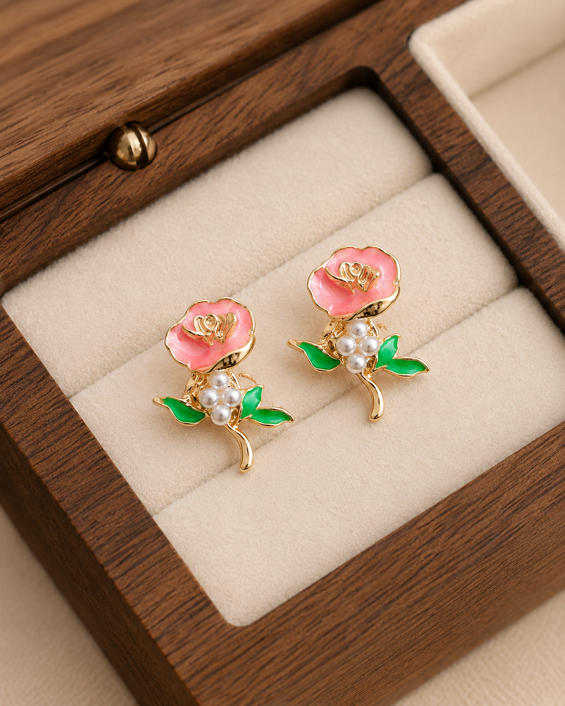 Korean Design Cute Rose Flower Colourful Earring