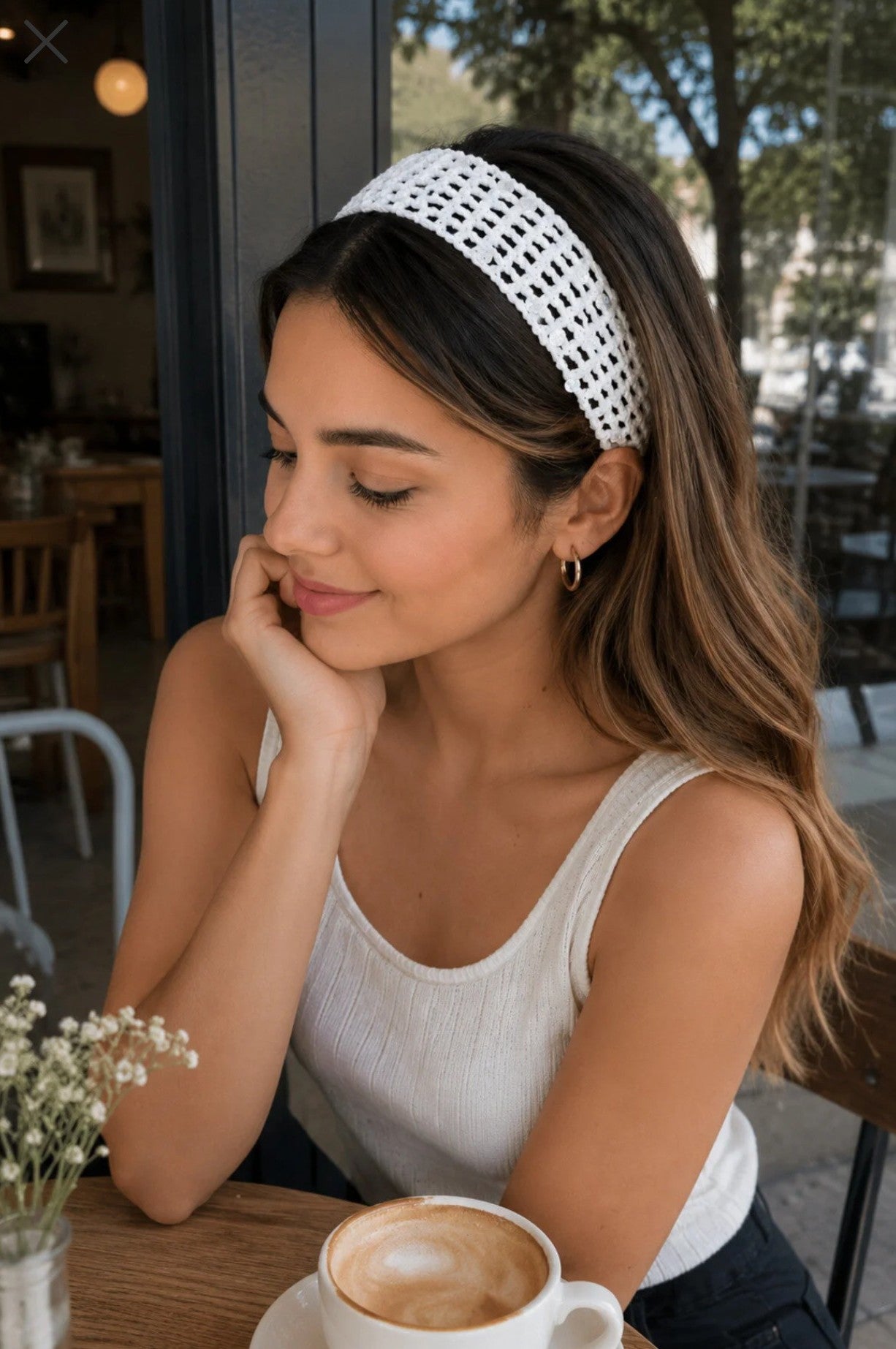 Set of 2 pcs crochet handmade white colour mesh headband