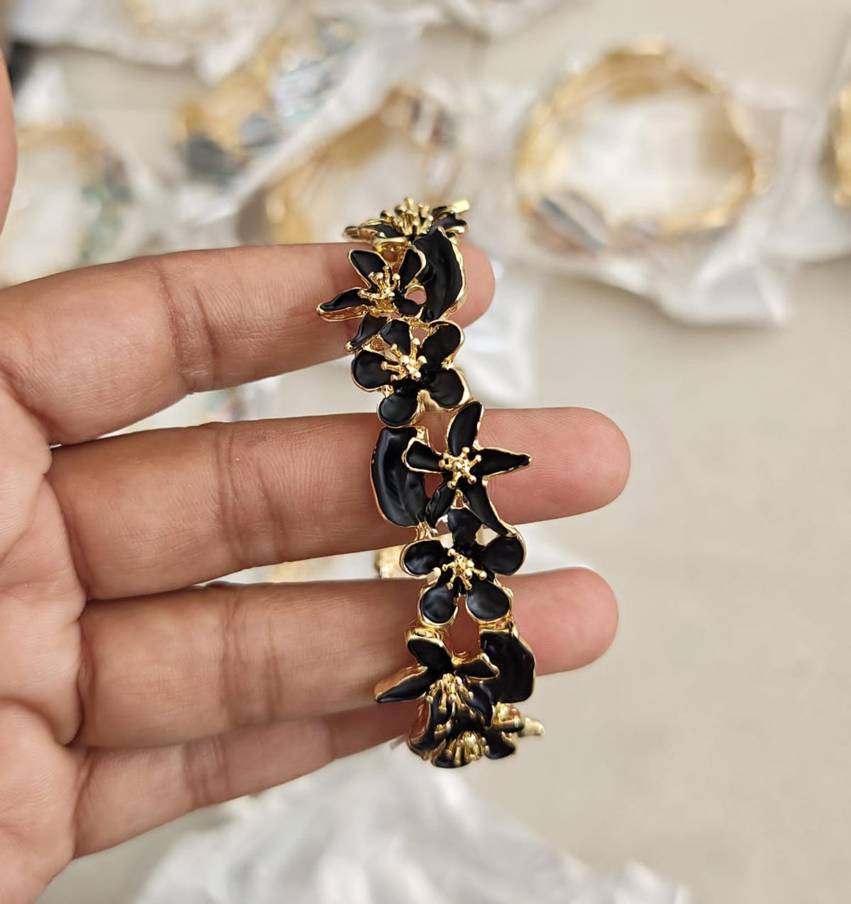 Trendy Korean Enamel Floral Bracelet