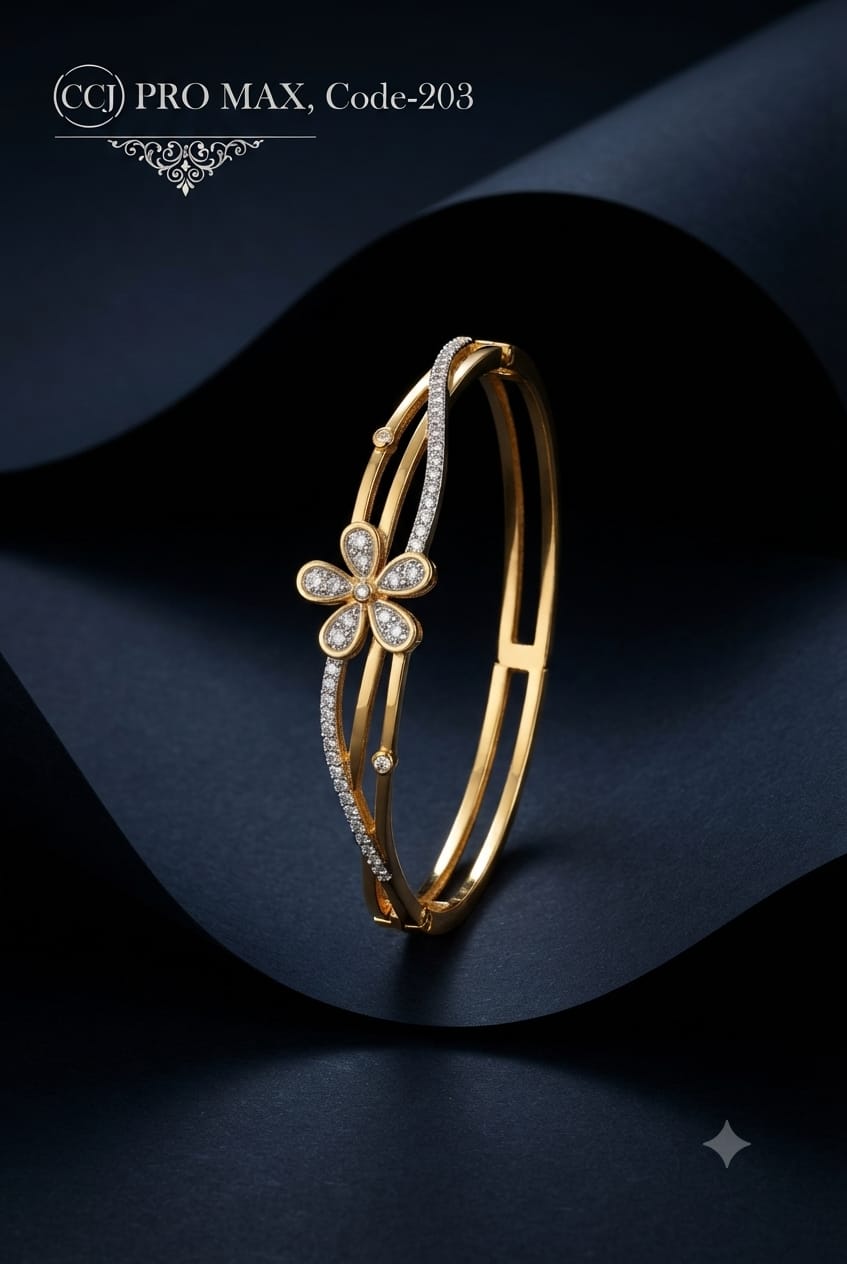 central crystal-studded flower motif anti tarnished regular size bracelet