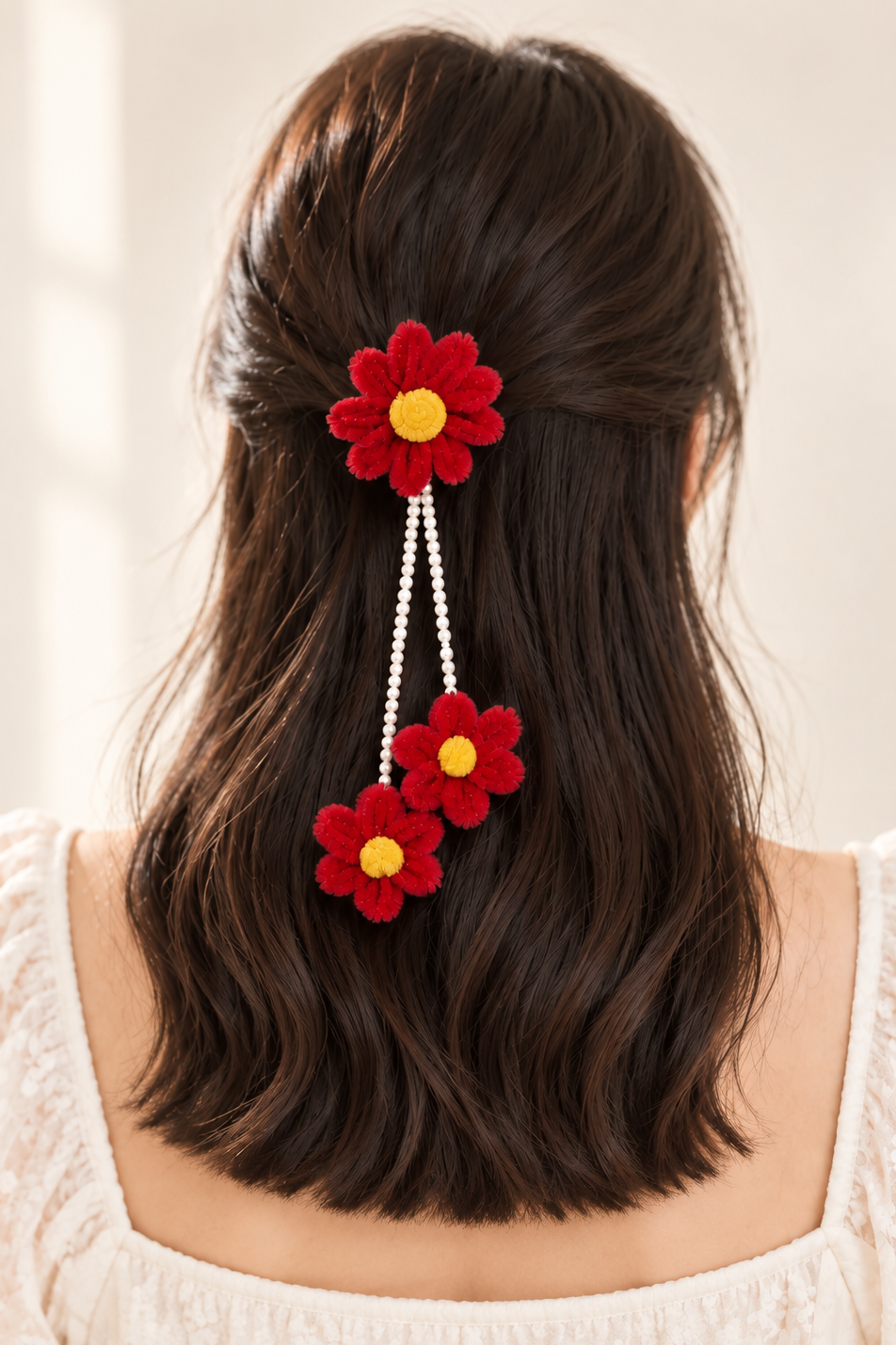 Hanging Red flower clip set of 2
Pipe cleaner matireal
