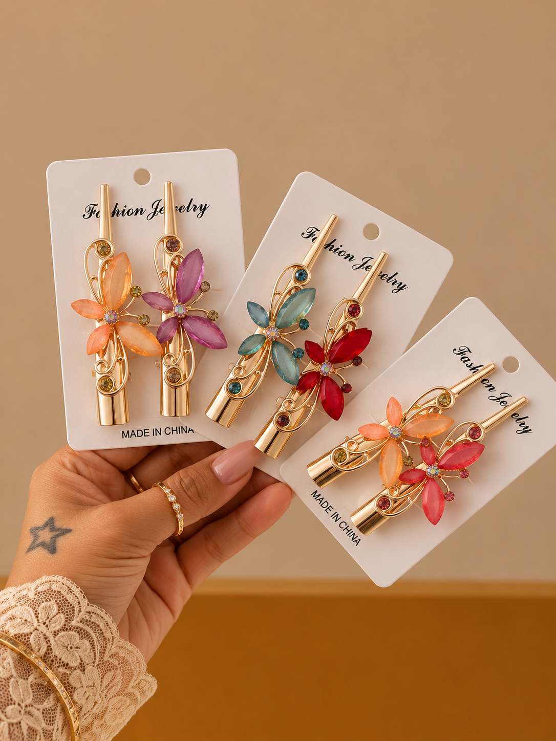Crocodile heavy metal hair clips set of 6 pcs